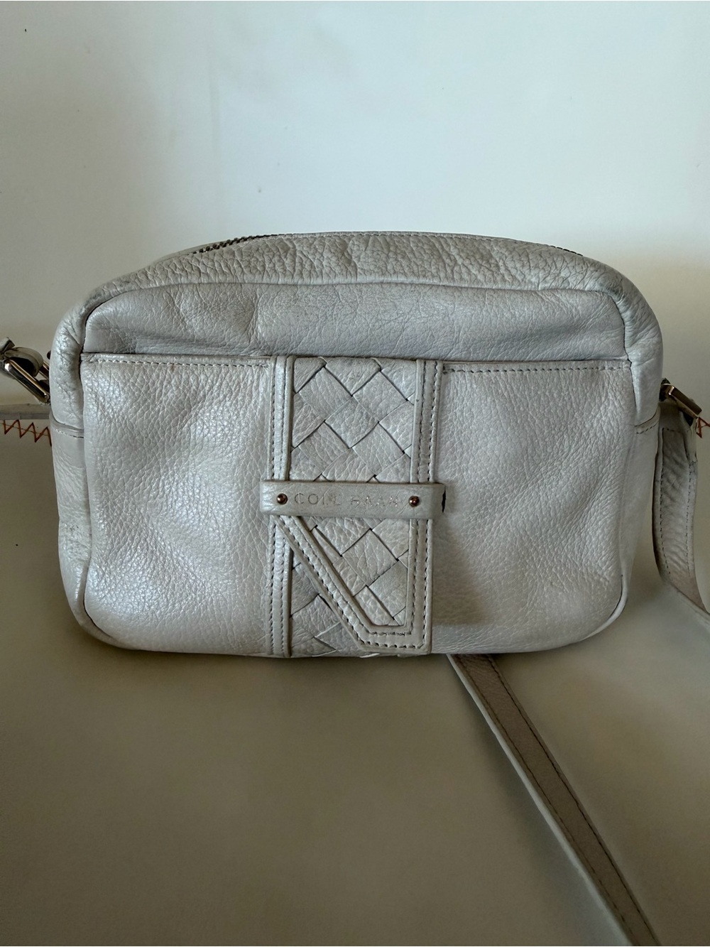 Cole Haan Pebbled Leather Crossbody Bag in ecru